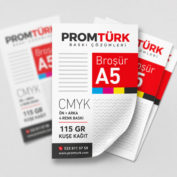 A5 Broşür Baskı 115 gr Kuşe Ön Arka 4 Renk Baskılı Broşür